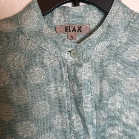 FLAX  Women’s Light Blue Polka Dot Linen Spartan Pullover Boxy Top Blouse Sz S - Picture 3 of 16